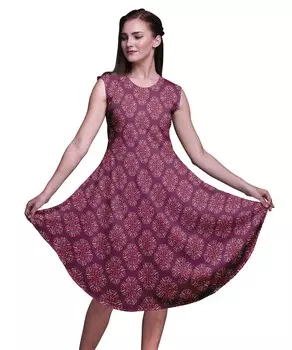 Bimba Pink Palmette Damask Женщины До Колен Без Рукавов Повседневная Летняя Солнцезащитная Майка Large темно-пурпурный