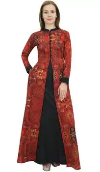 Bimba Повседневное длинное хлопковое женское макси-платье с принтом и пуговицами спереди - 10 чёрный