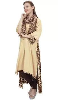 Bimba Rayon Beige High Low Designer Indian Kurta Повседневная одежда Kurti с шарфом - 10 бежевый
