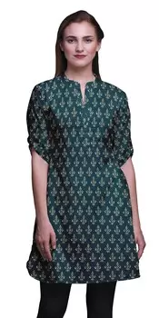 Bimba Roll Up Sleeve Kurti для женщин Печатный воротник-стойка Short Kurti Large лавандовый