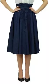 Bimba темно-синяя джинсовая юбка с высокой талией трапециевидной формы с присборенной талией Designer Chic 10 темно-синий