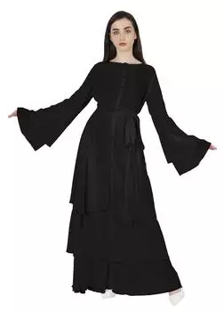 Бимба Традиционные мусульманские платья Абая для женщин Расклешенные рукава Исламское молитвенное платье с 3XL оливковое зеленый