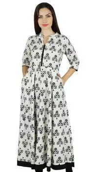 Bimba Women A-Line Anarkali Kurti Длинная дизайнерская блузка с карманами 10 белый