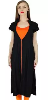 Bimba Women Black Kurta Kurti Модная обычная летняя одежда с короткими рукавами 10 чёрный