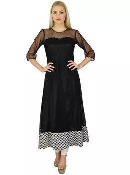 Bimba Women Black Net Anarkali на заказ Курти с прозрачным рукавом Индийская блузка Indowestern 10 чёрный