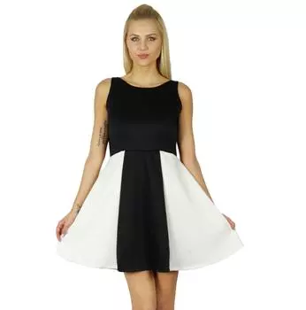 Bimba Women Black & White Shift Dress Эластичная праздничная одежда из ткани 10 чёрный