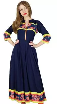 Bimba Women Blue Cotton Anarkali Kurti Классическая индийская расклешенная блузка Kurta 16 синий