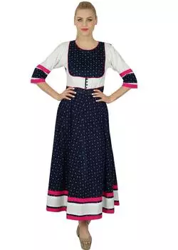 Bimba Women Chic Style Blue Anarkali custom Kurta Kurti 3 4 рукава Формальный индийский топ 10 синий