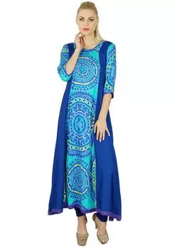 Bimba Women Classic Anarkali Kurti Long Kurta 3 4 Sleevle Top Этническая блузка 14 синий