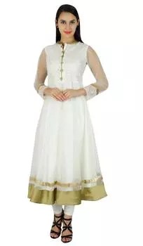 Bimba Women Classy Net Anarkali Kurta Kurti Long Bridal Maxi Indian Custom 10 белый