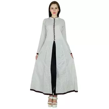 Bimba Women Cotton Kurta Long custom Kurti с длинным рукавом Белый топ Этническая индийская блузка с 14 белый