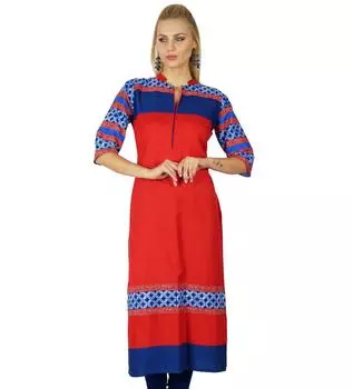 Bimba Women Ethnic Rayon Straight custom Kurti Kurta Long Blouse Chic Top Tunic Indian 14 разноцветные