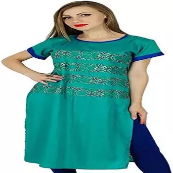 Bimba Women Green Kurti Kurta Туника с круглым вырезом Повседневная летняя блузка 10 зелёный