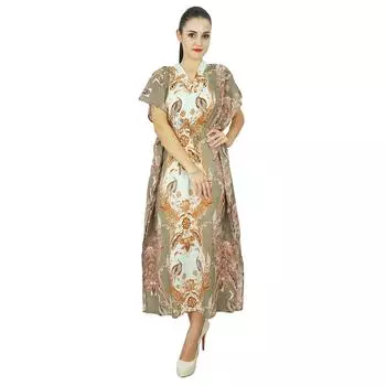 Bimba Women Long Cotton Kaftan Beach Cover Up Maxi Caftan 10 коричневый