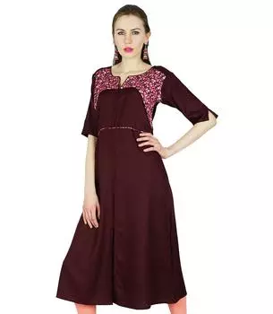 Bimba Women Long custom Kurta Kurti Этническая индийская туника Блузка Формальная повседневная 10 малиновый