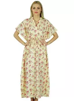 Bimba Women Long Maxi Kaftan Цветочный хлопковый кафтан Coverup Gown 10 разноцветный