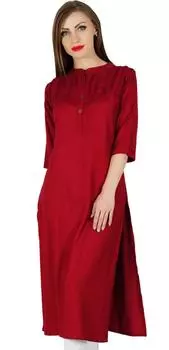 Bimba Women Maroon Rayon Straight Kurta Kurti Casual Summer Indian Ethnic 10 малиновый
