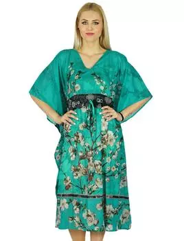 Bimba Women Mid Calef Cotton Kaftan Летняя одежда Пляжная накидка Зеленый кафтан 10 зелёный
