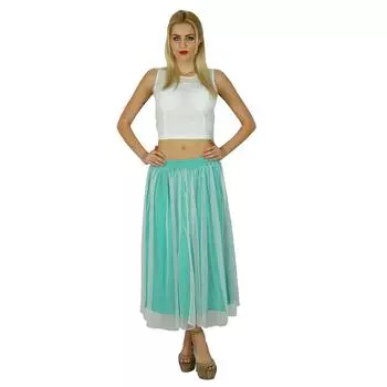 Bimba Women Pouf Lined Net Elastic Waist Skirt Chic Boho Clothing 14 зелёный