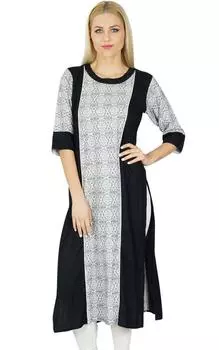 Bimba Women Rayon custom Kurti 3 4 Рукав Индийская Этническая Повседневная Курта Блузка 10 белый