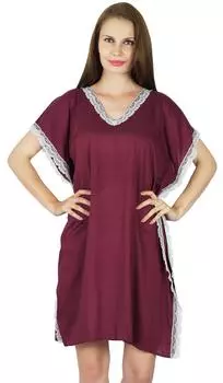 Bimba Women Short V-образным вырезом Кружева Kaftan Kimono Sleeve Caftan Boho Coverup 10 малиновый