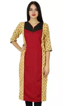 Bimba Women Straight Kurti Printed Cotton Ladies Kurta Повседневная повседневная блузка 10 разноцветный