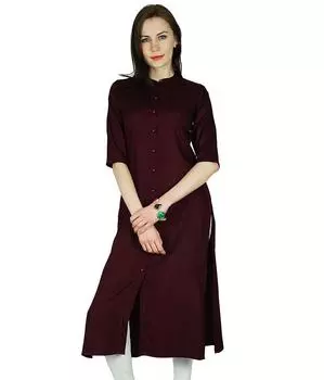 Bimba Women Summer Rayon Custom Kurta Kurti 3 4 Рукава Формальная повседневная туника 10 малиновый