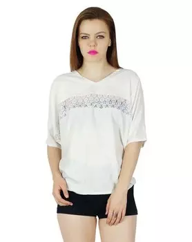 Bimba Women White custom Rayon Casual Top V-образным вырезом Boho Blouse 10 белый