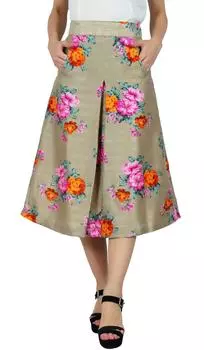 Bimba WomenPrinting Midi Skirt Box Юбка со складками и карманами Модный шик 10 разноцветный