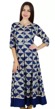 Bimba Womens Anarkali Kurta Kurti 3 4 рукава классическое платье модная одежда 10 синий