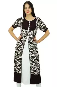 Bimba Womens Brown Straight Kurti Printed Ladies Kurta Designer Indian Ethnic 14 коричневый