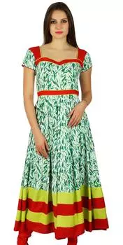 Bimba Womens Rayon Anarkali Kurta Long Maxi Kurti Повседневная Формальная Индийская Этническая 10 разноцветный