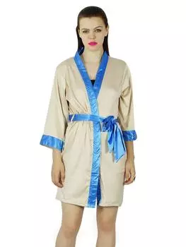 Бимба женщин бежевый атласный пользовательский короткий халат невесты свадебный подарок халаты 10 бежевый