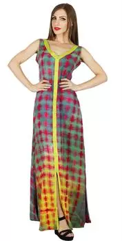 Бимба женщин длинное повседневное платье макси с разрезом спереди без рукавов лето весна 14 разноцветный