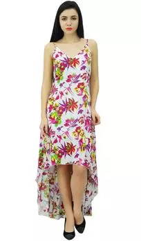 Бимба Женщины Асимметричный Подол Спагетти Ремни Сарафан Длинный Летний Пляж 10 белый