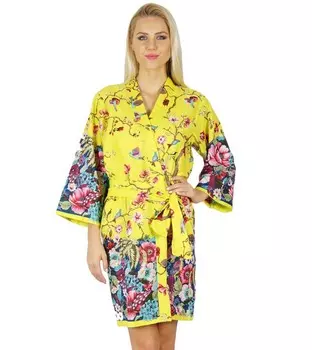 Бимба Женщины Хлопок Печатный Белый Цветочный Халат Свадебная Подружка Невесты Готовится 10 жёлтый