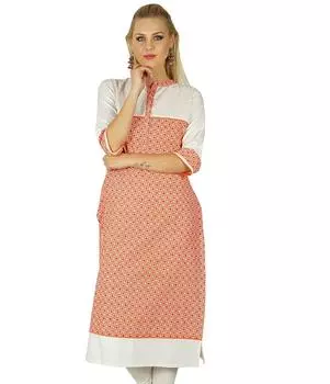 Бимба Женщины Индийская Туника 3 4 Рукава Хлопок на заказ Курта Курти Повседневная Лето 14 разноцветные