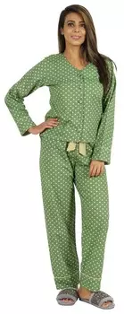 Bimba Женщины Пижамы с принтом Комплект из 2 предметов для сна Топ и пижамный пижамный комплект для женщин M светло-зеленый
