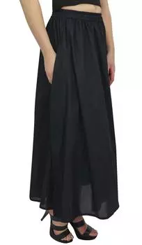 Bimba Женская эластичная кисточка на талии Богемный стиль Хлопок Черная длинная юбка-L Large чёрный