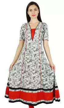 Bimba женская белая хлопковая трапециевидная куртка Kurti с коротким рукавом шикарный стиль формальная повседневная туника 10 белый