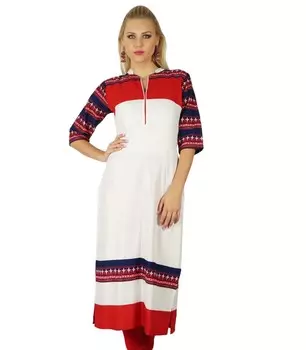 Bimba Женская Белая Туника 3 4 Рукава Район на заказ Курта Курти Повседневная Формальная 10 разноцветный