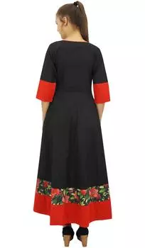 Bimba женская черная Anarkali Custom Kurta Kurti 3 4 рукава индийская блузка-10 10 фиолетовый