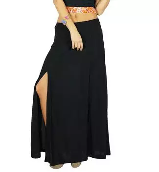 Bimba женская черная длинная юбка-карандаш с боковыми разрезами юбка из вискозы 10 чёрный