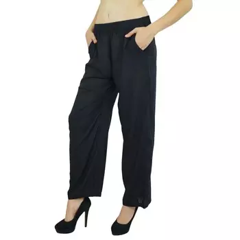 Бимба женская длинная пижама с карманами модальная хлопковая ночная пижама для сна Large чёрный