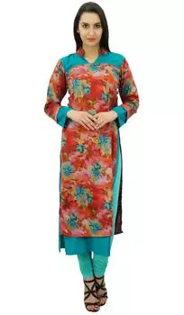 Bimba Женская индийская этническая район Курти Повседневная зимняя туника Длинная блузка 10 разноцветный