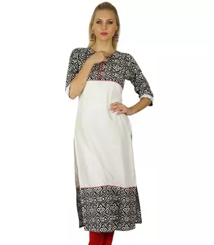 Бимба женская индийская туника 3 4 рукава вискоза на заказ Курта Курти повседневная летняя 10 белый