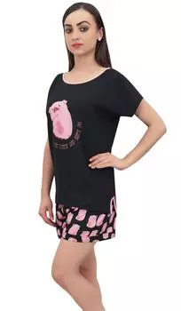 Bimba женская одежда для сна с рисунком свиньи, сплошная футболка и шорты, комплект из 2 предметов - 10 10 чёрный