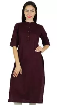 Bimba женская повседневная хлопковая куртка Kurti 3 4 рукава формальная куртка прямая туника 10 малиновый