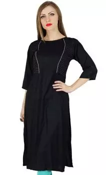 Bimba Женская Повседневная Туника Формальная Курта Курти Повседневная Блузка 10 чёрный