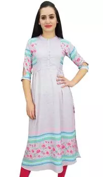 Bimba Женская розовая туника Kurta с индийским этническим принтом и завязками на талии Bimba 10